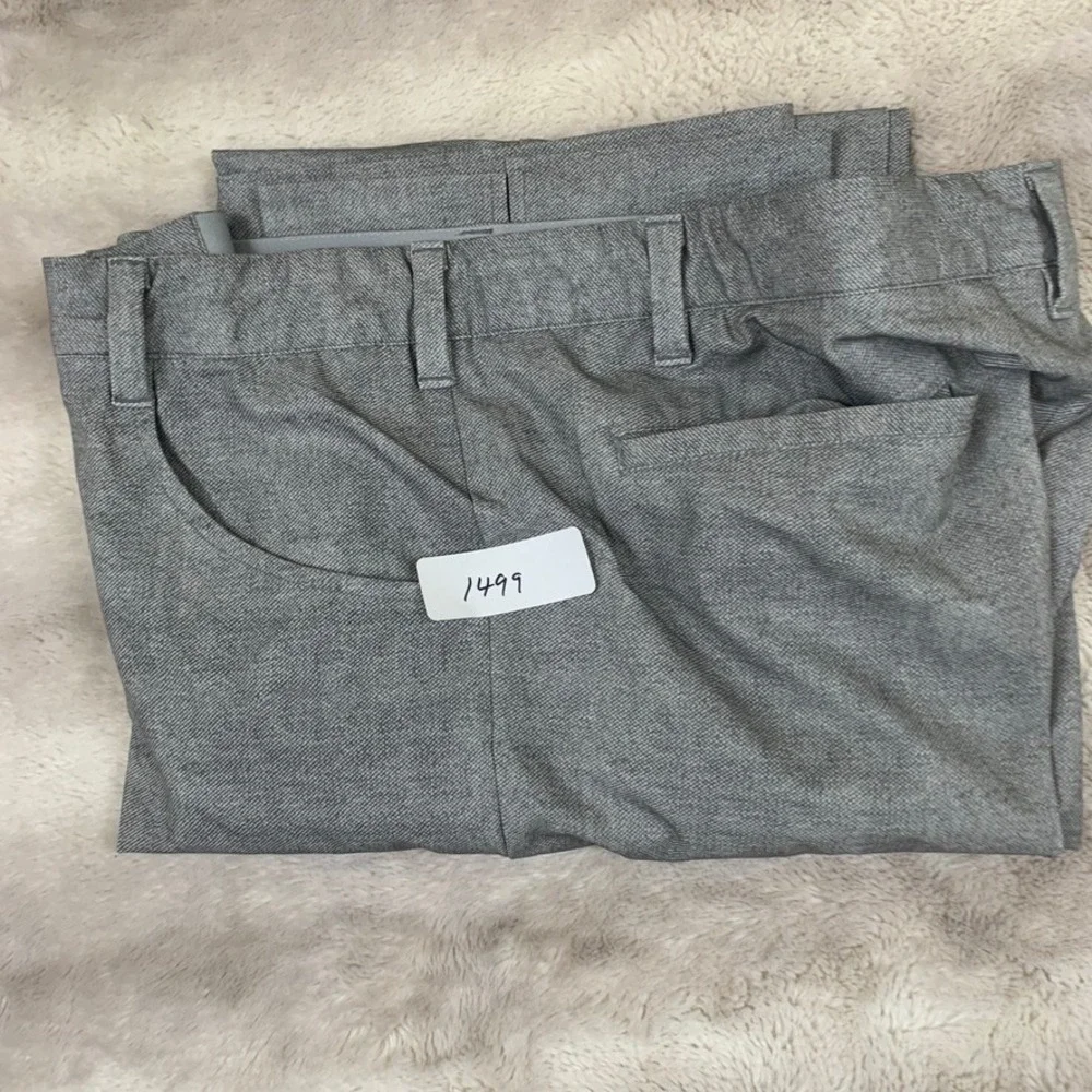 Adidas‎ Mens Grey Heathered Golf Pants 36x32 Flat Front Stretch Trousers